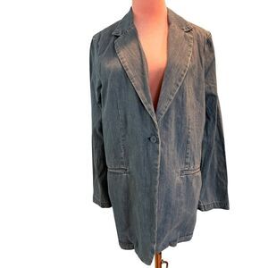 NWT SAMPLE SANDRINE Rose Denim Jacket Tie Detail Lined Pockets Vents Cotton S